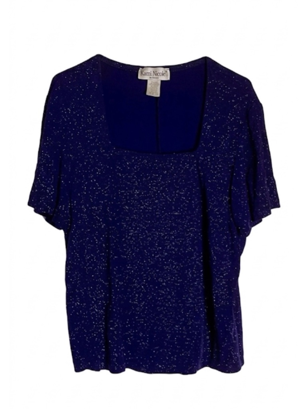 RONNI NICOLE II Glitter Short Sleeve Weighted Top, Women’s 2X, Purple
